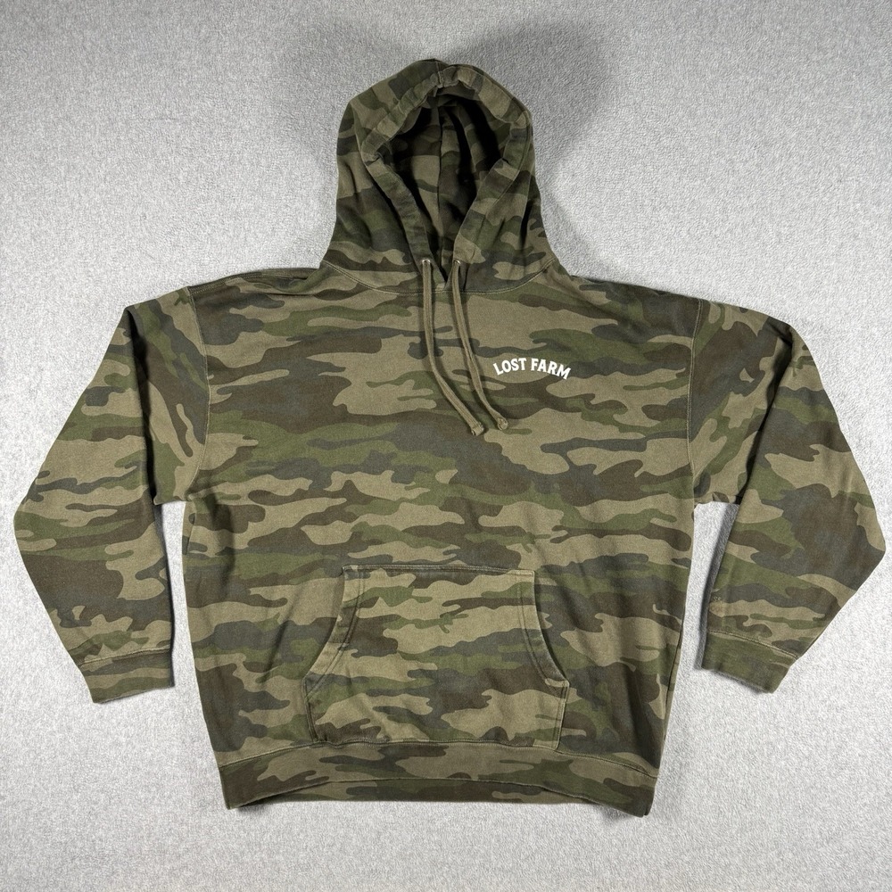 Lost Farm Camo Pullover Hoodie Skull Graphic Sweatshirt  XL